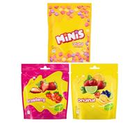 Assorted Fruit Chews Minis, Original & Strawberry - Soft Chewy Candy Variety Pack, Pouch Pack of 3 (137g Each)