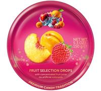 Assorted Fruit Flavoured Hard Boiled Sweets Tiin 150g - Variety Pack with Wildberry, Citrus & Classic Fruit Drops - Ideal for Gifting & Sharing - Klfy (8 x Tin, Fruit Selection Drops Tin)
