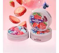 Assorted fruit juice hard candy, kiss candy, white peach strawberry blueberry sugar 60g, juice content >30%, refreshing mint sugar, canned sweet gift (Strawberries blueberries blackcurrants,3 cans)