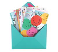 Assorted Greeting Card Box of 12 Birthday & Blank Cards In Keepsake Envelope Box