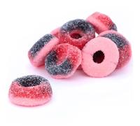 Assorted Gummy Candy Mix - Sour & Fruity Jelly Sweets Selection, Love Hearts, Burgers, Blackcurrant, Apple & Colla Rings, Pick n Mix - pln (2000g, Sour Blackcurrant Rings)