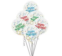 Assorted Happy Birthday Clear Latex Balloons with Bright Confetti (30cm) Pack of 6 - Perfect for Celebration Decorations