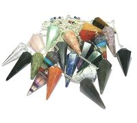 Assorted Hundred Cone Dowser Pendulums Crystal Healing Reiki FENG Shui Men Women Gift Positive Energy Meditation Wellness Power Metaphysical Gemstone Strength Calm Concentration Wholesale LOT