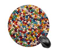 Assorted Jelly Beans Round Mouse Pad Non-Slip Rubber Base Waterproof Circle Gaming Mouse Pad Aesthetic Desk Mat Small Portable Laptop Mousepad