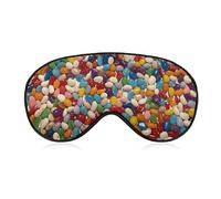 Assorted Jelly Beans Sleep Mask for Women Men Side Sleeper Eye Cover with Adjustable Strap Soft Breathable Blackout Mask Slip-Free Deep Sleeping Travel Essentials