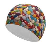 Assorted Jelly Beans Swim Cap for Women Men Swimming Hat Bath Waterproof Pool Caps for Long Thick Curly Hair