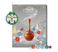 Assorted Lindt Chocolates Advent Calendar 2025 - Luxury Silver 24 Days Christmas Countdown Advent Calendar 233g Chocolates Gift Box with Topline Tree Decoration. Christmas Gifts for Women