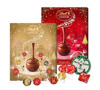 Assorted Lindt Chocolates Advent Calendar 2025 - Pack of 2 Red & Gold 24 Days Christmas Countdown Calendar 2025 Chocolates Gift Box with Topline Tree Decoration. Christmas Gifts for Women (468g)