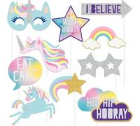 Assorted Magical Designs Foil Unicorn Photo Booth Props - Pack of 10 - Perfect for Fun & Memorable Moments