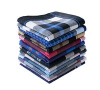 Assorted Men's Handkerchief Plaid 100% Cotton Handkerchiefs Soft Hankies, Deepgrid, 3 Pieces
