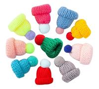 Assorted Mini Woolen Knit Hats with Pom Poms 10Pcs Small Craft Hats for Christmas Diy Decoration Accessories