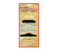 HENBRANDT Pack of 6 Assorted Fake Moustaches Stick On False Moustaches Funny Novelty Joke Party Bag Favour Loot Bag Filler Halloween Fancy Dress Costume Accessory for Men and Women