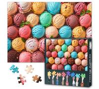 Assorted of Scoops Ice Cream - Jigsaw Puzzle for Adults 1000 Piece Colorful Ice Cream Sets of Different Flavors Art Fun Puzzle Challenge for Adults and Families - Finished Size is 27.5"x19.6"