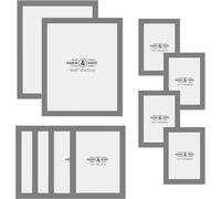 Hanging Picture Frames - Set of 10 | 3 Sizes: 6x4 7x5 10x8 inch | Wall Mountable or Free Standing Collage Photo Frame | Vertical or Horizontal | M&W (Grey)