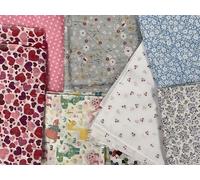 Assorted Polycotton Plain and Designs Fabric Material Waste Offcuts 500g