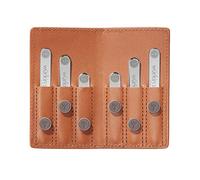 Assorted Power Stays Magnetic Collar Stays Travel Set by Würkin Stiffs | Tan Leather Wallet Case | Gift for Men | As Seen on Shark Tank