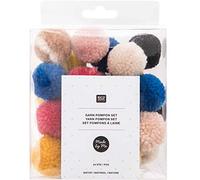 Assorted Round Pom Poms - Natural Multicoloured - 3 cm - 24 Pieces