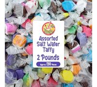 Assorted Salt Water Taffy Individually Wrapped - 2 Pound Bag - Saltwater Taffy Bulk Candy Individually Wrapped - Old Fashioned Retro Candy - Party Favor Dessert Snack