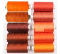 Assorted Sewing Thread Box of 10 reels -10 x Moon Polyester Reels Thread Sewing Over Locking 1000 Yards 120’s (Assorted Orange)