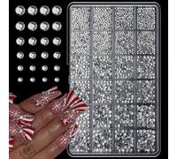Assorted Shapes Resin Nails Rhinestones Set with 24 Grids for Easy Storage and Quick Application Mixed Shape Beads for Manicure
