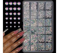 Assorted Shapes Resin Nails Rhinestones Set with 24 Grids for Easy Storage and Quick Application Mixed Shape Beads for Manicure