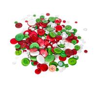 Assorted Shapes & Sizes Craft Buttons 250g - Christmas Colours - Red, Green & White Mix for Festive Crafts & Decorations