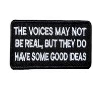Assorted Slogans for Motorcycle Biker Rider Clothes Decoration Jeans Jacket Clothing Badge Iron on Sew on Embroidered Patch appliqué (The Voices May Not Be Real)