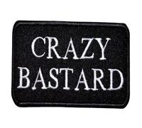 Assorted Slogans for Motorcycle Biker Rider Clothes Decoration Jeans Jacket Clothing Badge Iron on Sew on Embroidered Patch appliqué (Crazy Bastard)