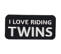 Assorted Slogans for Motorcycle Biker Rider Clothes Decoration Jeans Jacket Clothing Badge Iron on Sew on Embroidered Patch appliqué (I Love Riding Twins)