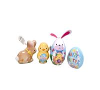 Assorted Solid Milk Chocolate Figures Chocolate in Decorative box Chick, Bunny, Egg & Rabbit Shaped Storage box for Easter Mothers day cute gifts (Pack of 4 (Chick + Rabbit+ Easter Egg + Bunny))