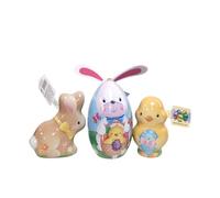 Assorted Solid Milk Chocolate Figures Chocolate in Decorative box Chick, Bunny, Egg & Rabbit Shaped Storage box for Easter Mothers day cute gifts (Pack of 3 (Chick + Bunny + Rabbit))