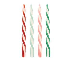 Assorted twisted candles - Set of 4 Multicoloured one size
