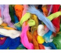 Assorted Wool roving Off-cuts | 25gm pack of Random Colours in Merino and Rare breed Wools - Great for Wet & Needle Felting, and craftng projects