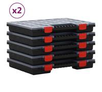 Assortment Box 10pc Transparent Lid Black Red PP 40x30x5cm Handle Interlock Set