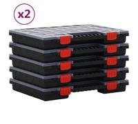 Assortment Box 40x30x5cm Transparent PP Handle 21 Compartments Red/Black for DIY