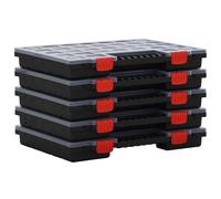 Assortment Box Set 5pc PP 40x30x5cm Transparent Lid Black Red Handle 21boxes DIY