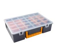 Assortment Case with Removable Dividers 360 x 250 x 85 mm Polypropylene Stackable Lockable Tool Box for Workshop Garage Household Professional Organiser with 17 Compartments