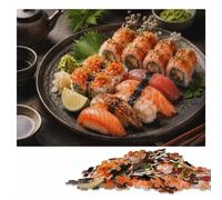 Assortment of Sushi And Rolls Decorative Wood Puzzle, Adults, 1000 Pieces | Adult Jigsaw Puzzle: defined colour areas for easier piece sorting on quiet evenings.
