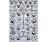 Assortment with Ringing Bells Flowers 39 Pieces Tree Ornaments Christmas Mouth-Blown and Hand-Decorated Lauscha Glass Silver/White The Original