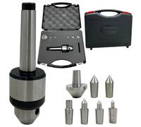 ASSORTS Revolving Center 2MT Shank Multiple Point with 7 Interchangeable Tips, 3 Bearings, Hardened & Ground Steel, Wide Application on Small Mini Lathes for Hobbyists & Model Makers