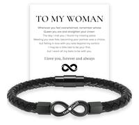 Assote To My Man, Personalized Dual Name Infinity Leather Bracelet, Personalized Custom Name Bracelet for Men, Infinity Personalized Bracelet, Valentine Birthday Gifts for My Man/Woman, Leather, no