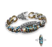 Assote Turquoise Six-Character Mantra Nine-Eyed Dzi Bead Bracelet, Tibetan Style Transfer Rotating Meditation Luck Amulet Bracelet, Feng Shui Amulet Bracelet Attract Good Luck (#1,8.66in)