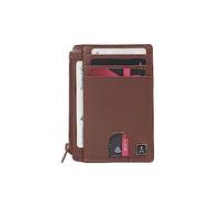 ASSOTS Genuine Leather RFID Blocking Minimalist Credit Card Holder - Slim Mens Wallets UK - Thin Card Wallet with Small Money Pocket (Cognac Nappa)