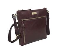 ASSOTS Leather Crossbody Bag for Women - Cell Phone Crossover Shoulder Purse with Adjustable Strap, Triple Zip Small Travel Bag (Rue Plum Waxy VT)