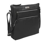 ASSOTS Leather Crossbody Bag for Women - Triple Zip Crossover Purse Travel Bag Fits iPad Pro 11” (Agatha - Black Pebble Grain)