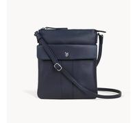 Assots London 'amba' Soft Full Grain Real Leather Crossbody Bag In Navy Navy