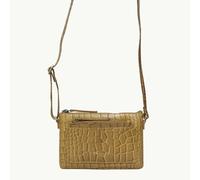 Assots London 'ARIA' Mustard Croc Real Leather Crossbody Bag & Purse Set