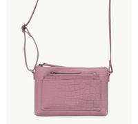 Assots London 'ARIA' Pink Croc Real Leather Crossbody Bag & Purse Set