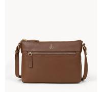 Assots London 'becky' Pebble Grain Real Leather Crossbody Bag In Tan Tan