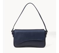 Assots London Beverly' Pebble Grain Real Leather Shoulder Bag In Navy Navy